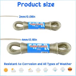 Dailygoods- Waslijn Uittrekbaar - Waslijn met Stalen Kern - 2 mm/3 mm Dikte - 20 m Lengte - Geschikt voor Buiten - Hoge Treksterkte - Drooglijn — thumbnail 3