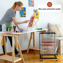 Dailygoods - Klein Hangend Kunst Droogrek met 19 Uitneembare Schappen - Mobiele Droogtoren voor Klaslokalen — thumbnail 5