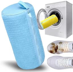 Waszak voor schoenen – waszak voor schoenen met villosities, schoenentas voor wasmachine met ritssluiting, herbruikbaar, waszakken voor sneakers (blauw/verpakking 1) — thumbnail 1
