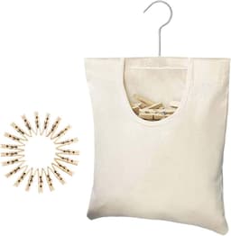 Wasknijperzak - Kledinghanger tas - Wassen en drogen - 360 graden draaibaar - 32 x 27 cm - Beige — thumbnail 1