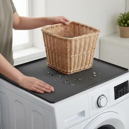 Koelkastmat - gemaakt van siliconen - met opstaande randen - antislip - vlekbestendig - kan ook gebruikt worden als wasmachinemat of koelkastmat - 50 x 50 cm - zwart — thumbnail 3