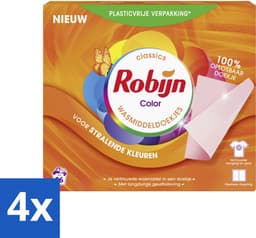 4 x Robijn Classics - Color - Wasmiddeldoekjes - 16 Wasstrips - Wasmiddel - Wasstrips - Kleurwas - Wasverzorging - Wasmiddelen — thumbnail 1