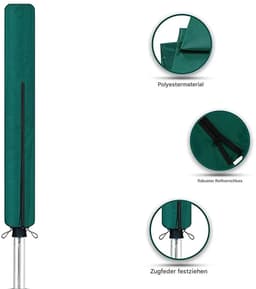 Waslijnhoes, waterdicht, polyester, UV-bestendig, winddicht, Geschikt voor ritssluiting en trekkoord, 16x16x165 cm, groen. — thumbnail 2