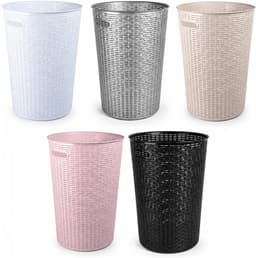 Plasticforte Ronde wasmand Rotan - zwart - gevlochten kunststof - 51 liter - 38 x 57 cm - opbergmanden — thumbnail 2