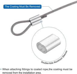 20 meter roestvrijstalen kabel met vinyl coating en aluminium mouwen - voor ophangen droogrek - zwart — thumbnail 5