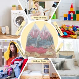 SnelShoppen - Net Laundry Bags 90x110cm, 2 Stuks Mesh Waszakken voor BH's, Sokken, Baby Kleding - Duurzame, Herbruikbare Wasmachine Tas met Delicate T — thumbnail 4