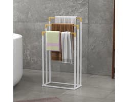 COVREO Handtuchhalter 45 x 22,5 x 86 cm - wit met metalen frame en 3 handdoekstangen