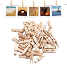 Mini Houten Haringen - Houten Wasknijpers - Decoratieve Fotowand - Natuurlijk Materiaal - 100 Stuks - Natuurlijk — thumbnail 1