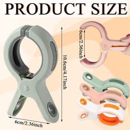 Knijpers Jumbo Formaat - Handdoekclips Winddicht - Handdoekklemmen Strandstoelen - Antislip Rubberen Afdichtingen - 6 Stuks - Geschikt voor Beddengoed en Wasgoed — thumbnail 2
