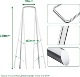 Grondankers Worteldoek - Haken Haringen - Tuin Vastzetten - Roestvrij Staal - 100 Stuks 15cm - Zilver — thumbnail 5