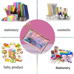 Draagbare Reiswaszak en Transparante Make-up Tas met Rits voor Pennen, Koptelefoon en Kleine Make-up Accessoires - Set van 2 — thumbnail 4