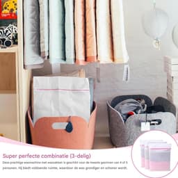 Wassenet Set - Wäschenetz voor Wasmachine - 3 Stuks 30x40cm - Beschermend Net met Rits - Voor BH Schoenen en Babykleding - Wit — thumbnail 3