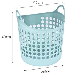 Wasmand - Opbergmand - Geperforeerde opbergmand - Opvouwbare wasmand - Plastic wasmand - Kledingopbergmand - Geschikt voor het opbergen van vuile was - Wasmand met handvat - 40x30.5x40cm - Geschikt voor badkamers en slaapkamers — thumbnail 4