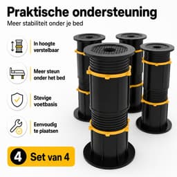 JustValue verstelbare steunpoten - set van 4 - 21,3 tot 33 cm - voor meubels en apparaten - zwart — thumbnail 3