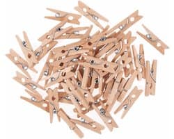 Mini Houten Knijpers - Kleine Clips - Knutselen Decoratie - Natuurlijk Hout - 60 Stuks 25mm - Natuurlijk