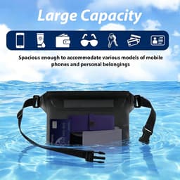 Tas, 1 stuk, zwart, lichte heuptas met verstelbare riem, houdt je mobiele telefoon droog en veilig op het strand of tijdens het zwemmen — thumbnail 4