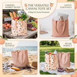 Canvas tas katoen linnen schoudertas 1 stuk 40x36cm omkeerbaar dubbelzijdig boodschappentas elfse oren dames kinderen lichtgewicht shopping strandtas — thumbnail 5