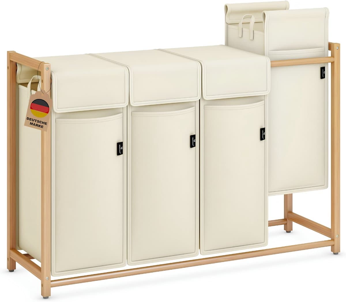 Wasmand - 200L - Wasmand 4 Vakken - Wasmanden - Beige - 54cm x 36cm x 83cm — afbeelding 1