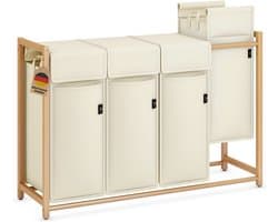 Wasmand - 200L - Wasmand 4 Vakken - Wasmanden - Beige - 54cm x 36cm x 83cm