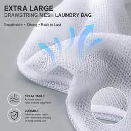 Waszakken 70 x 90 cm wasnet XXL met trekkoord waszak groot | Voor wasmachine, herbruikbaar, beschermt kleding, voor beddengoed, jassen, slaapzakken, pluche dieren — thumbnail 4