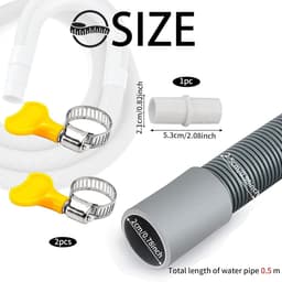 Verlengslang voor Afvoer 0.5/1/1.5/2/2.5/3/4/5/6/7 m, Universele Afvoerslang voor Vaatwasser en Wasmachine met Slangverbinding en Slangklemmen — thumbnail 5