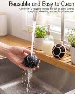 4 stuks-Pluisroller - Wasballen - Herbruikbaar - Huisdierhaarverwijderaar - Wasaccessoire - Geschikt voor het absorberen van huisdierhaar - Antiklit - Gebroken wit - 7,7*6,6*4 cm — thumbnail 5