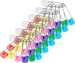 Veiligheidsspelden Kinderen - Brochenaald Luierclip - Babykleding Vastzetten - Vergrendelbare Kunststof Kop - 100 stuks - Gesorteerde kleuren — thumbnail 1