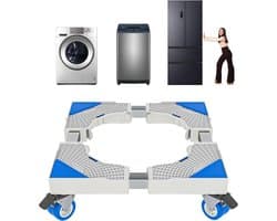 sokkel voor wasmachine, verstelbare sokkel van 41 tot 65 cm, voor droger, koelkast, hoge weerstand, schokdemper en geluidsreductie [energieklasse A+++] (4 wielen)