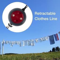 Intrekbare Waslijn - Draagbare Drooglijn - Kleding Drogen - Met 20 Klemmen - 10 Meter - Rood — thumbnail 2