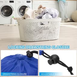 Polyester waszak, 2 stuks 25,4 cm x 20 cm zware reistas met trekkoord, scheurbestendig, opslag voor vuile kleding voor reizen, kamperen, college slaapzaal, blauw — thumbnail 4