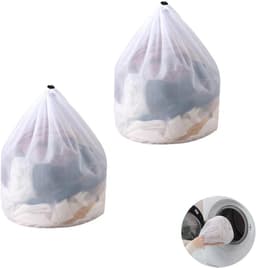 Set van 2 wasnetten, 40 x 30 cm, voor wasmachine, fijne netten met trekkoord, herbruikbaar, voor ondergoed, sokken en babykleding, bescherming van het wasgoed — thumbnail 3