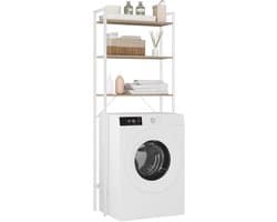 Wasmachinekast Badkamerrek - Toiletkast Plankenrek - Ruimte Besparen - Stabiele Constructie - 69x30x181 cm - Wit