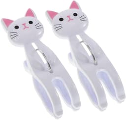 Kledingclips Kattenvorm - Waslijntjes Clips - Kleding Drogen - Windproof Sterke Grip - 7.3 cm - Wit — thumbnail 1