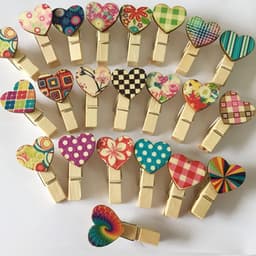 Mini wasknijpers 100 stuks - Houten clips met hartjes - Schattig en kleurrijk - Perfect voor knutselen - ShopVlot — thumbnail 4