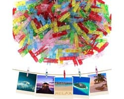 SnelShoppen - Mini Wasknijpers Transparant, 100 Stuks Kleine Clips voor Foto's Hangen, Fotoclips met Metalen Veer voor Doe-Het-Zelf Knutselfeestdecora
