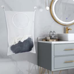 Set van 2 hangende wasmanden in wit, gemaakt van duurzaam materiaal, ideaal als waszak en organizer voor slaapkamer en badkamer met handige deurbevestiging — thumbnail 2