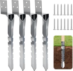 Inslaghuls, schommel, grondanker, 4 stuks ijzeren bodemhulzen voor houten palen, paaldrager van thermisch verzinkt - ShopVlot — thumbnail 1