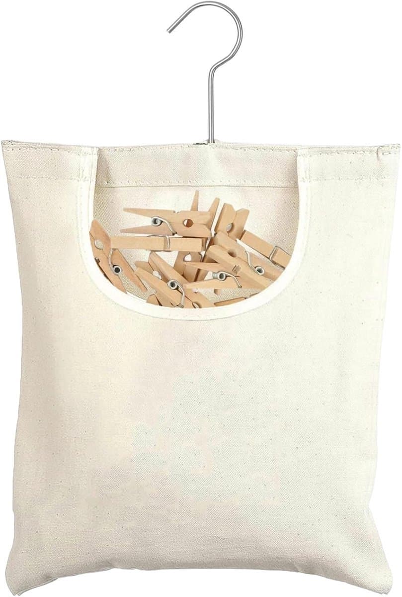 Opbergtas voor wasknijpers - Geschikt voor maximaal 100 wasknijpers - 32x27 cm - Met haakje - Ophangbare opbergtas voor wasknijpers - Herbruikbaar - Houdt wasknijpers schoon en droog - Praktisch — afbeelding 1