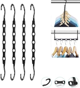 4 stuks - Multifunctionele kledingkastorganizer met 5 gaten - Compact en antislip droogrek voor kleding - Opvouwbaar en 360° draaibaar - Thuis en op reis - Ruimtebesparende 5-in-1 hanger - Draaibare magische hanger - Geschikt voor kledingkasten — thumbnail 1