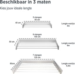 Goodly® High quality Wanddroogrek - Droogrek muur inklapbaar - Wasrek - Wasdroogrek buiten - 4m - drooglijn - Zwart — thumbnail 2