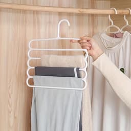 Twee witte multifunctionele broekrekken met vijf lagen, 5-laags hangende broekrekken, sjaalrekken, sjaalhangers en stropdashangers — thumbnail 4