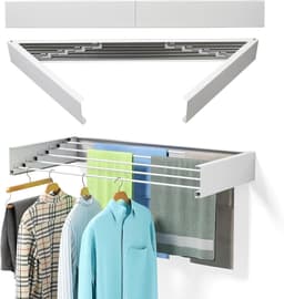 Wall Mounted Drying Rack 80 cm - Extendable Wall Dryer - Stainless Steel Foldable - White Clothesline - 50 kg Load Capacity for Indoor and Outdoor Balcony — thumbnail 1