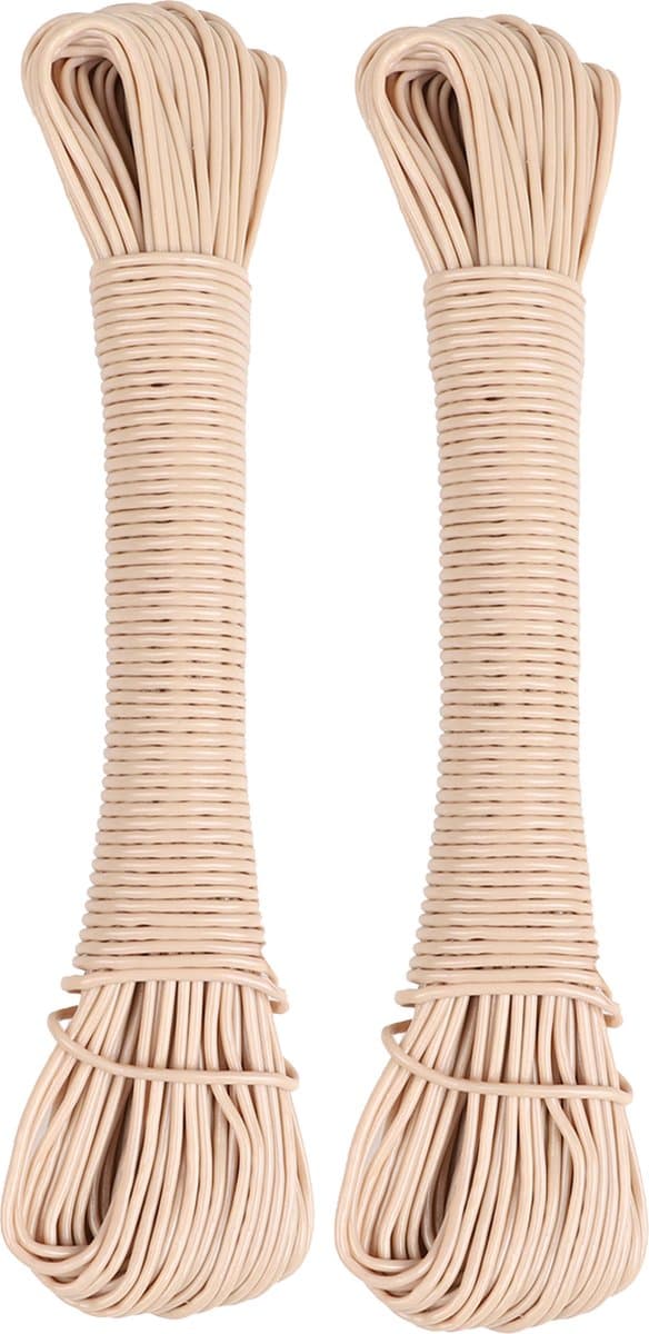 Urban Living Waslijn - 2x - 20 meter - PVC - beige - drooglijn / waslijndraad - wasgoed ophangen — afbeelding 1