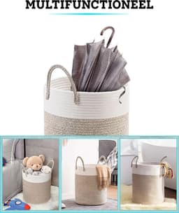 Somstyle Katoenen Wasmand - 52 Liter - Opvouwbare Wasbox - Opbergmand voor Was - Bruin / Wit — thumbnail 3