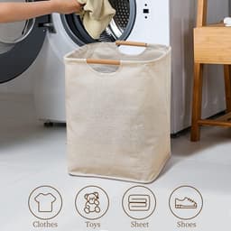 Wasmand - Met handvaten - Duurzaam - Opvouwbare Mand Vuile Was - Wassen - Huishouden - Wasmanden - Wassorteerder - Eenvoudig - Opbergmand - Vuile Klerenmand - Organizer Kleding - wit - 30*30*40cm - Oxford — thumbnail 3