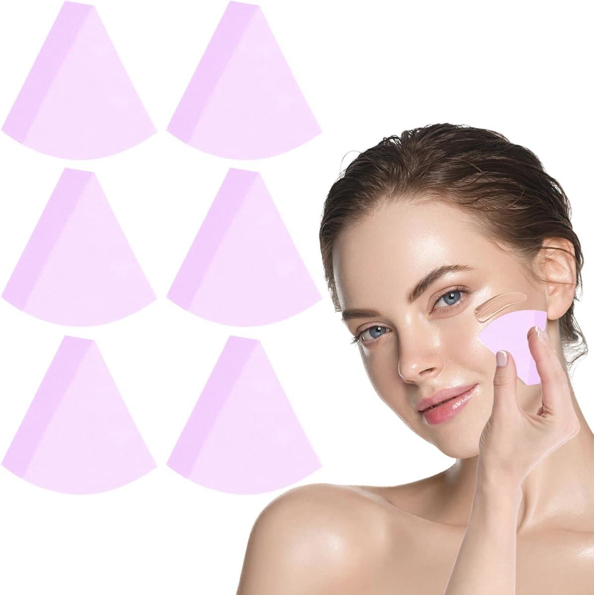 6 Stuks Mini Make-up Sponzen Driehoekig - Wasbare Cosmetica Applicators voor Foundation en Concealer — afbeelding 1