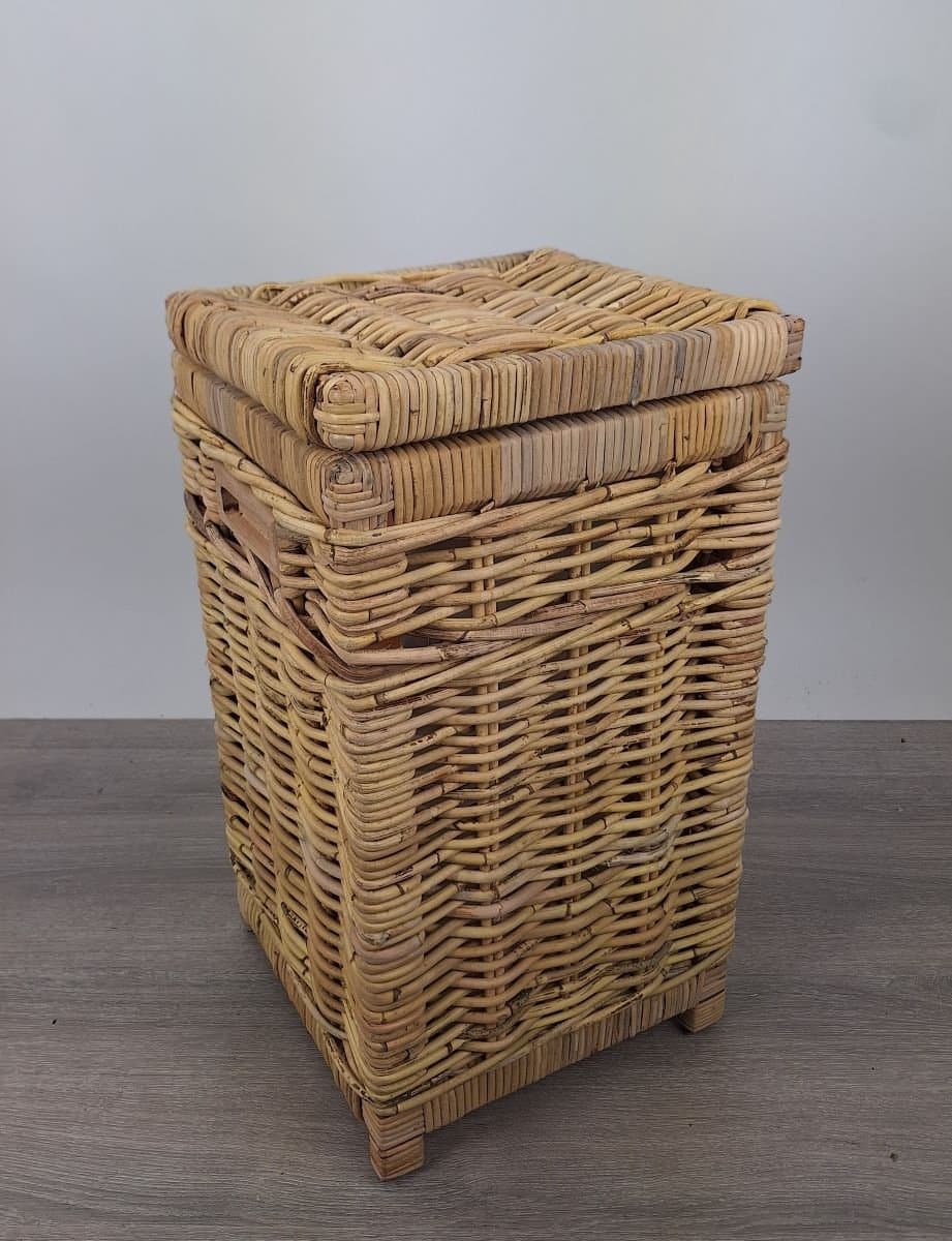 MigoStyling - Wasmand - Vierkant - Met deksel - 30x30x55 - Riet - Rotan - Naturel — afbeelding 1
