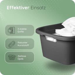 Novaliv 2-pack wastobbe met 3 handgrepen 25L antraciet, wasboxset wasemmer wascontainer voor badkamerwas vuile was, wastobbes wasmand opbergmand verzamelbox — thumbnail 3