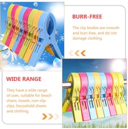 8 stuks wasknijpers, winddichte bevestigingsclips van kunststof, strandlakenklemmen, grote traceless kunststofklemmen, antislip bevestigingsvellen en quiltklemmen, geschikt voor quilts/strandlakens（blauw/rood/geel/groen） — thumbnail 4