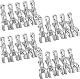 Roestvrijstalen handdoekklemmen - 20 stuks, 85 cm strandhanddoekclips, grote wasknijpers voor camping, windbestendig — thumbnail 1